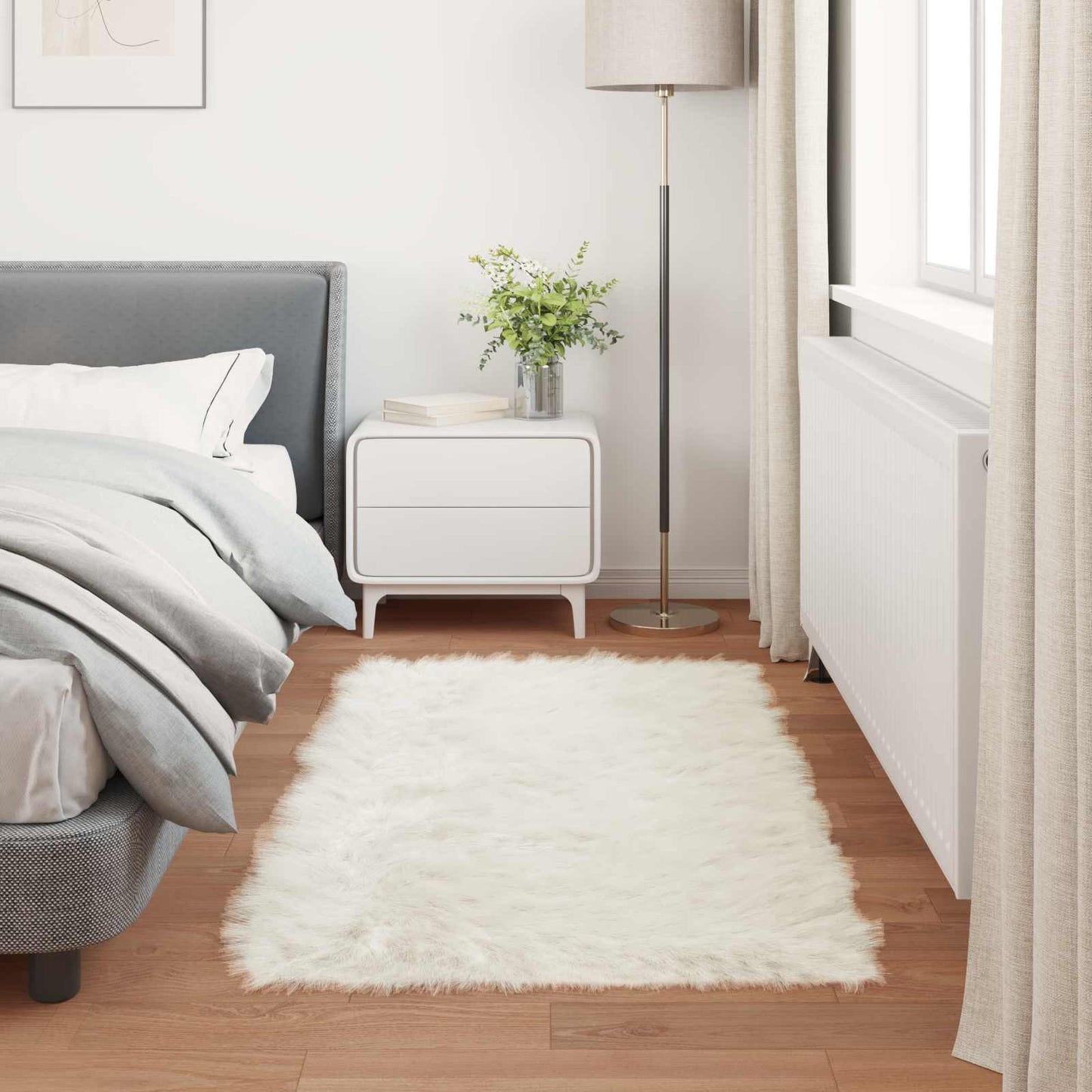 Faux Sheepskin Rug TAFALLA White 60 x 110 cm Polyester