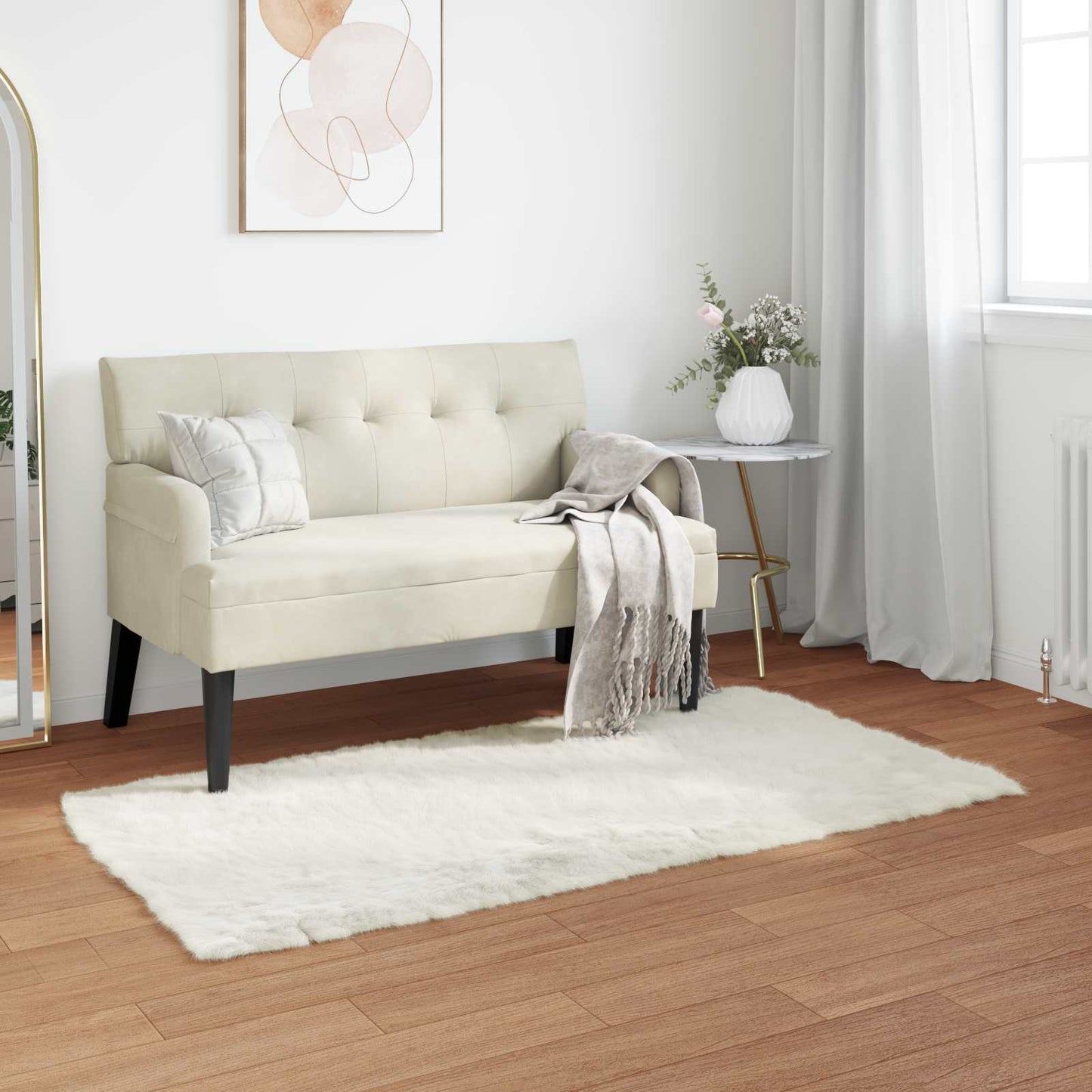Faux Sheepskin Rug TAFALLA White 80 x 150 cm Polyester
