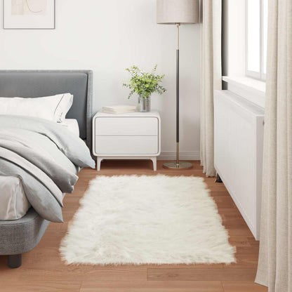 Faux Sheepskin Rug TAFALLA White 80 x 150 cm Polyester