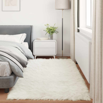 Faux Sheepskin Rug TAFALLA White 80 x 200 cm Polyester