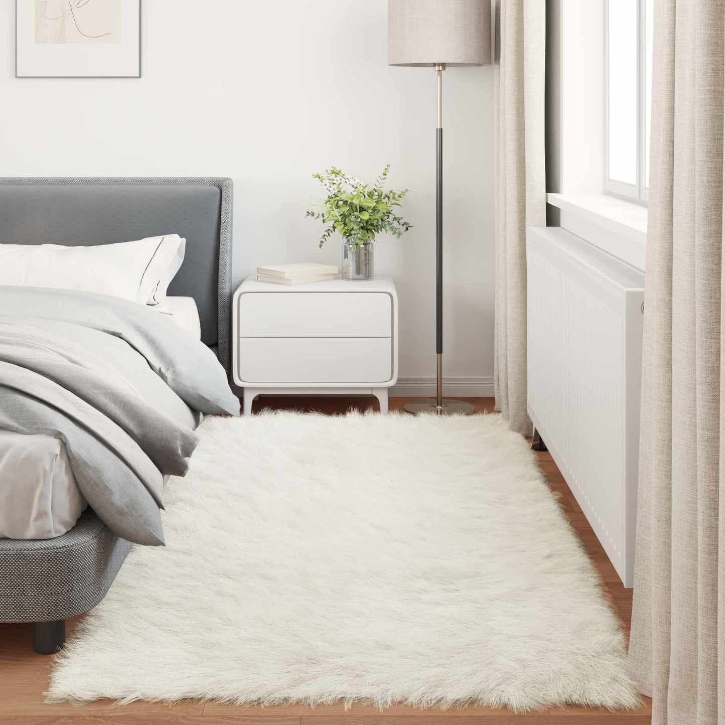 Faux Sheepskin Rug TAFALLA White 100 x 200 cm Polyester