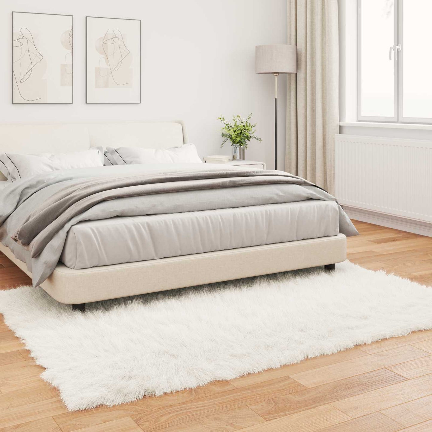 Faux Sheepskin Rug TAFALLA White 120 x 170 cm Polyester