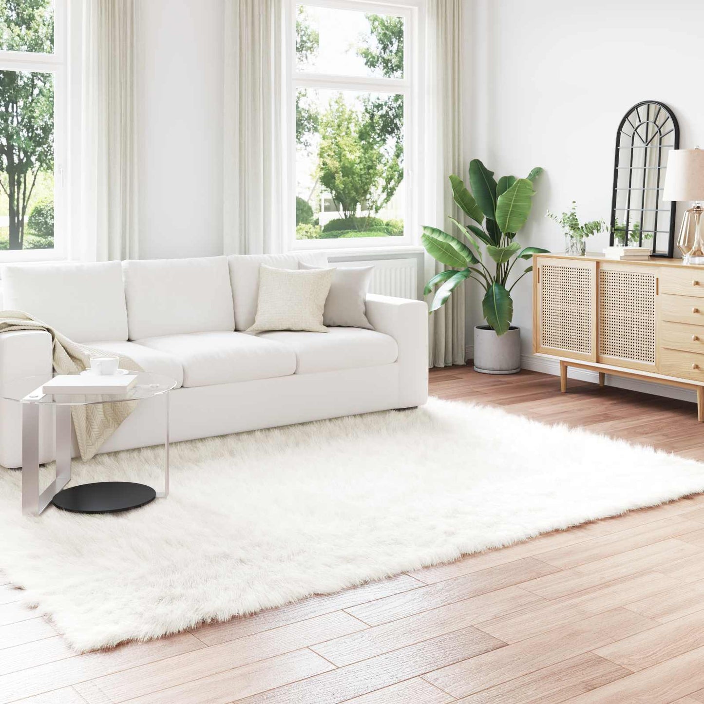 Faux Sheepskin Rug TAFALLA White 240 x 340 cm Polyester