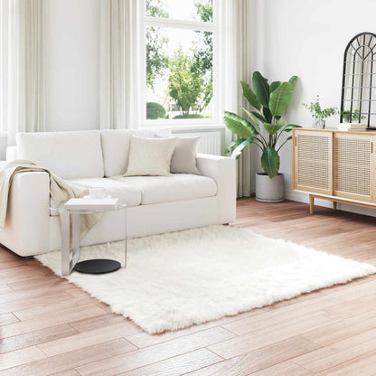 Faux Sheepskin Rug TAFALLA White 120 x 120 cm Polyester