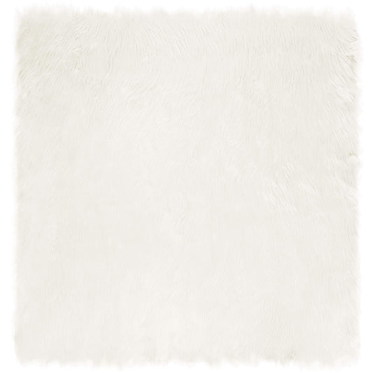 Faux Sheepskin Rug TAFALLA White 120 x 120 cm Polyester