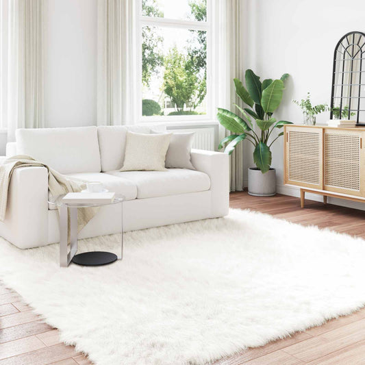 Faux Sheepskin Rug TAFALLA White 200 x 200 cm Polyester