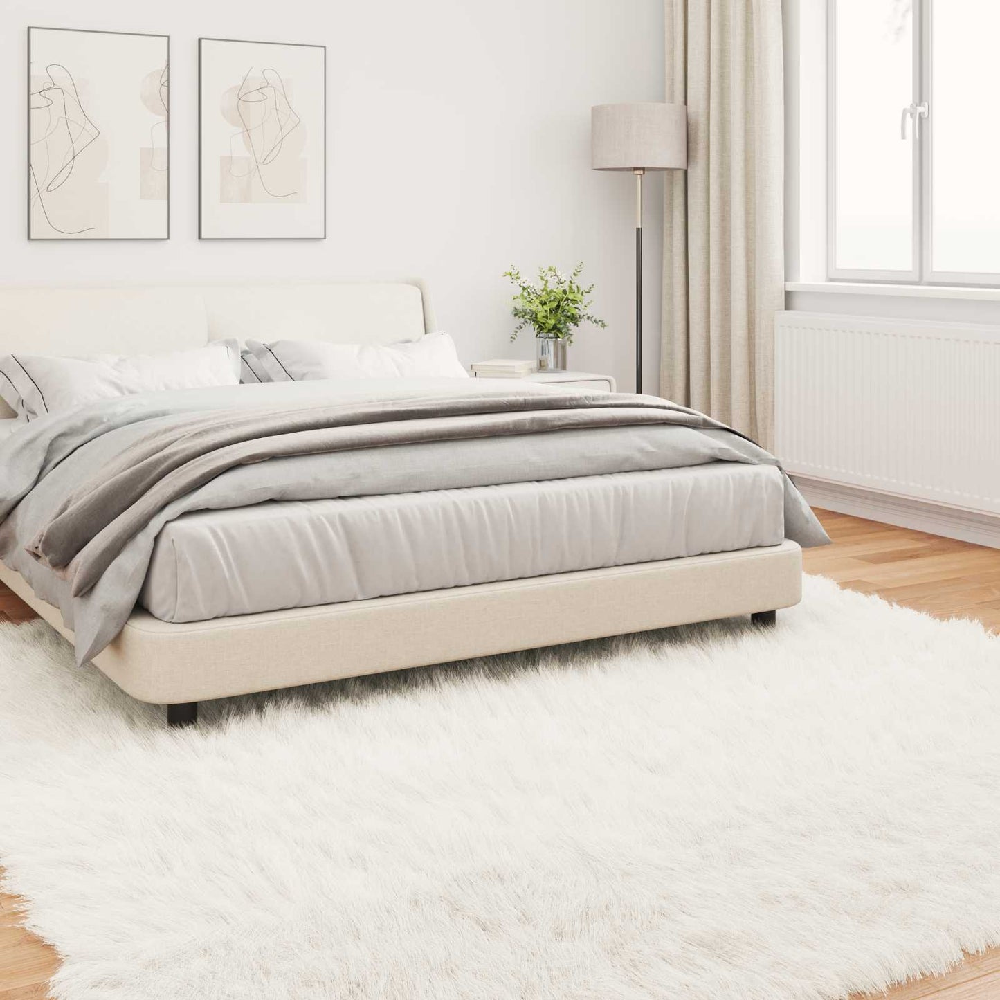 Faux Sheepskin Rug TAFALLA White 200 x 200 cm Polyester