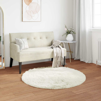 Faux Sheepskin Rug TAFALLA White Ø 100 cm Polyester