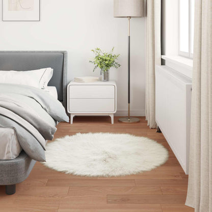 Faux Sheepskin Rug TAFALLA White Ø 100 cm Polyester
