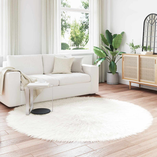 Faux Sheepskin Rug TAFALLA White Ø 200 cm Polyester
