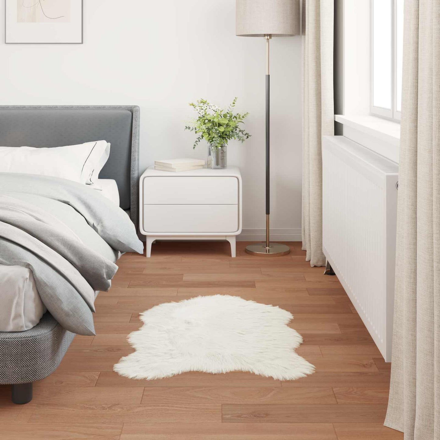 Faux Sheepskin Rug TAFALLA White 60 x 90 cm Polyester