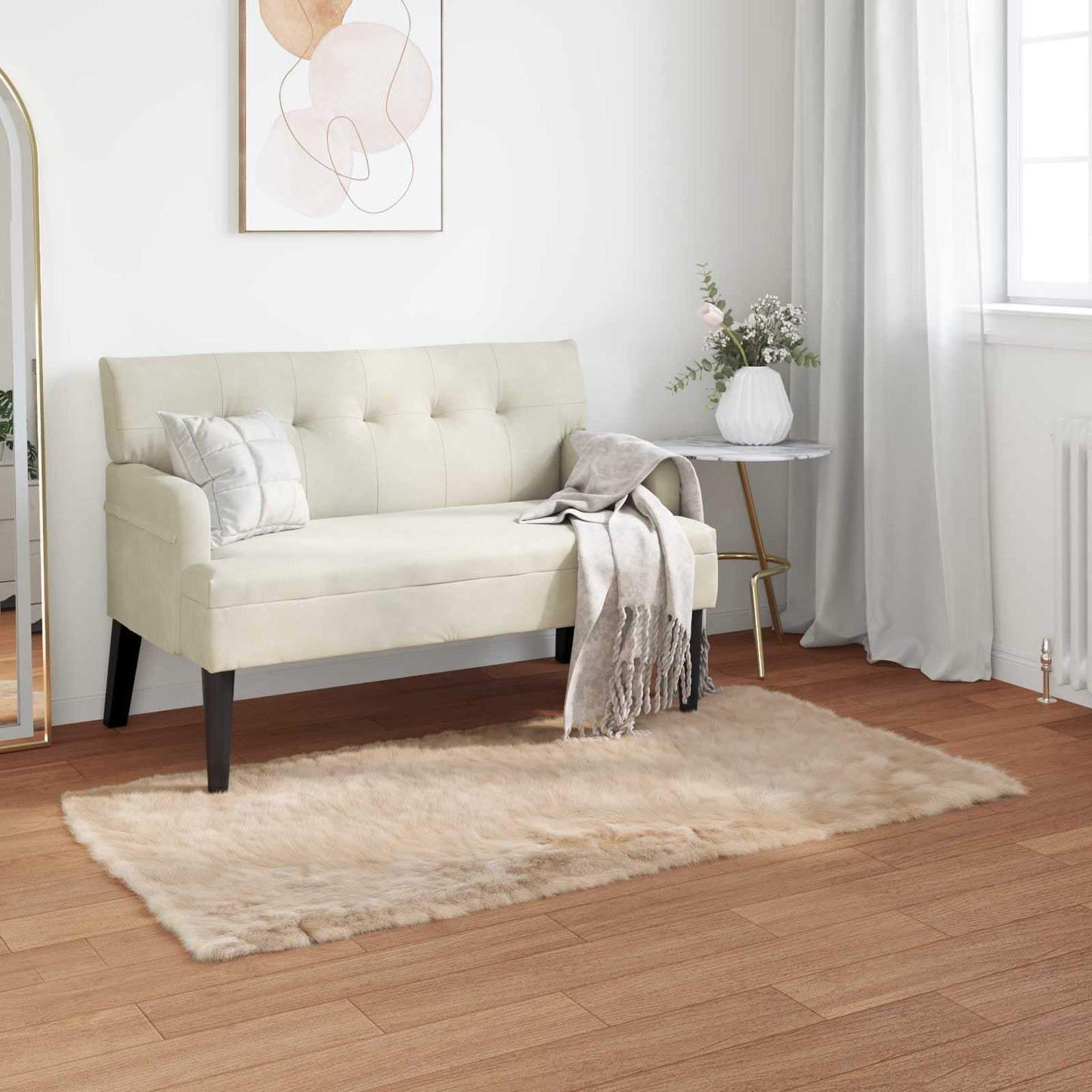 Faux Sheepskin Rug TAFALLA Beige 60 x 110 cm Polyester