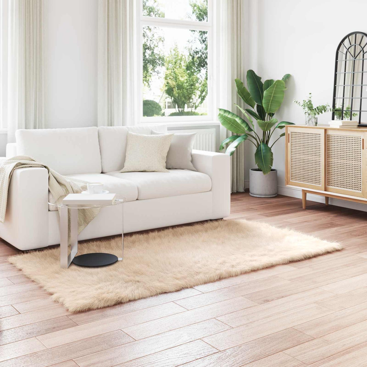 Faux Sheepskin Rug TAFALLA Beige 80 x 200 cm Polyester