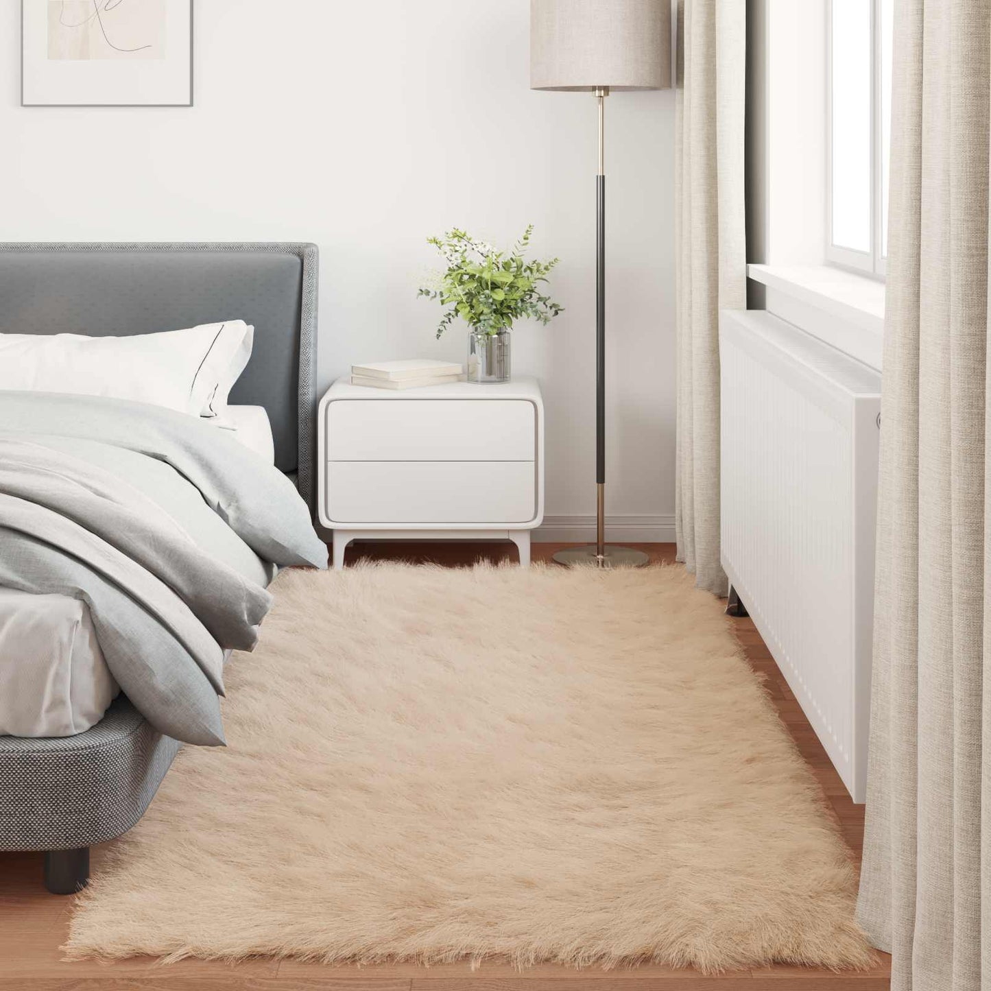 Faux Sheepskin Rug TAFALLA Beige 100 x 200 cm Polyester