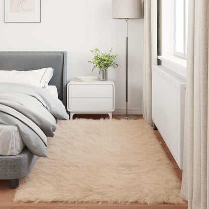 Faux Sheepskin Rug TAFALLA Beige 100 x 200 cm Polyester