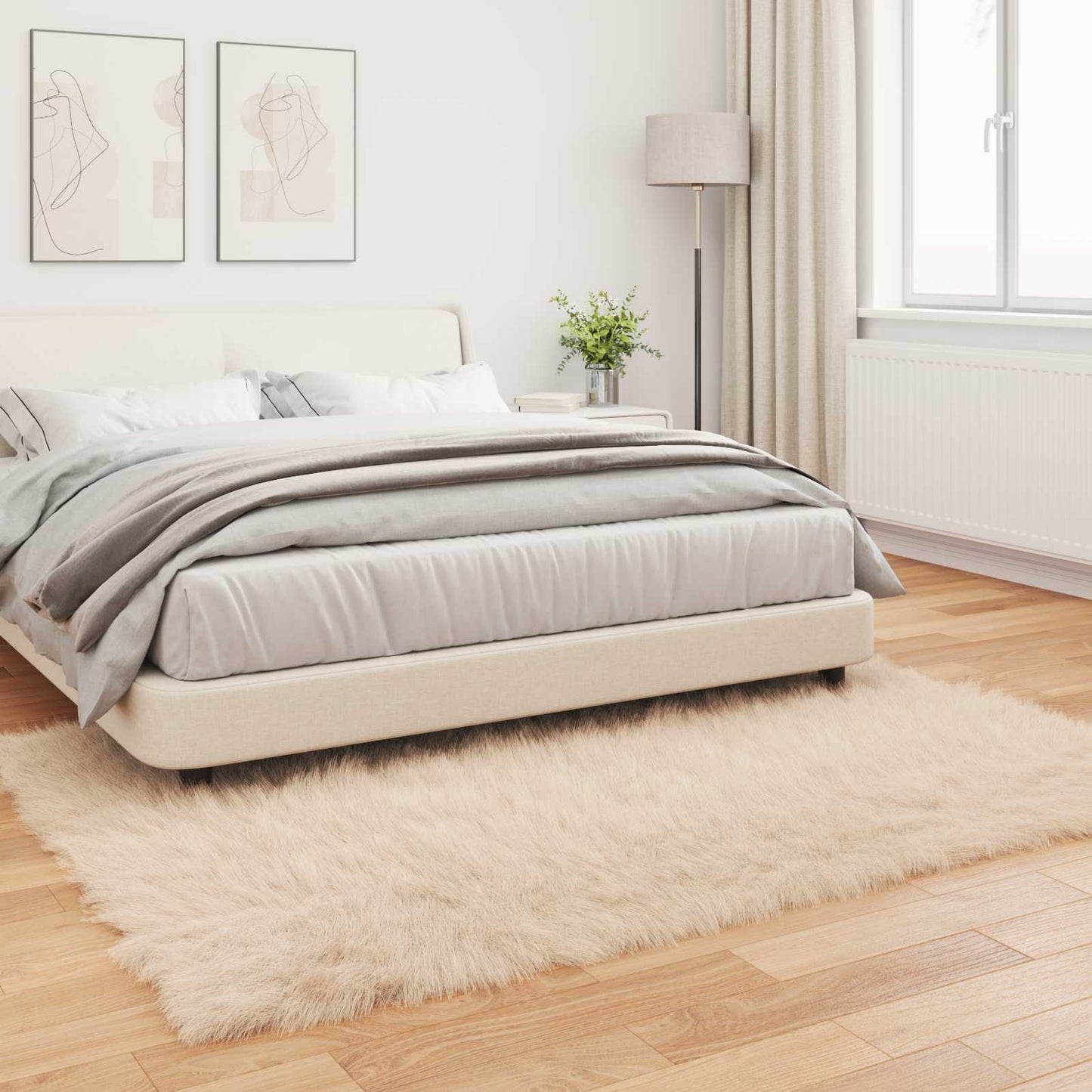 Faux Sheepskin Rug TAFALLA Beige 120 x 170 cm Polyester