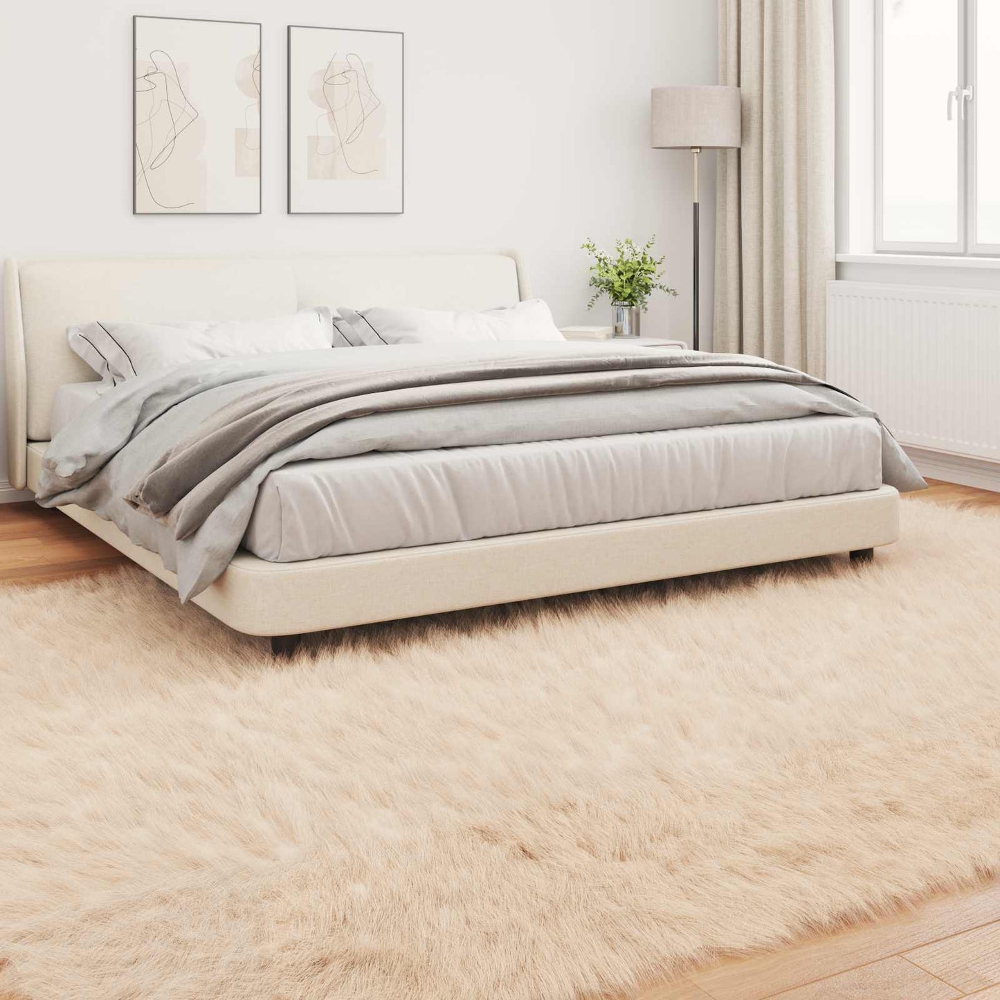 Faux Sheepskin Rug TAFALLA Beige 240 x 340 cm Polyester
