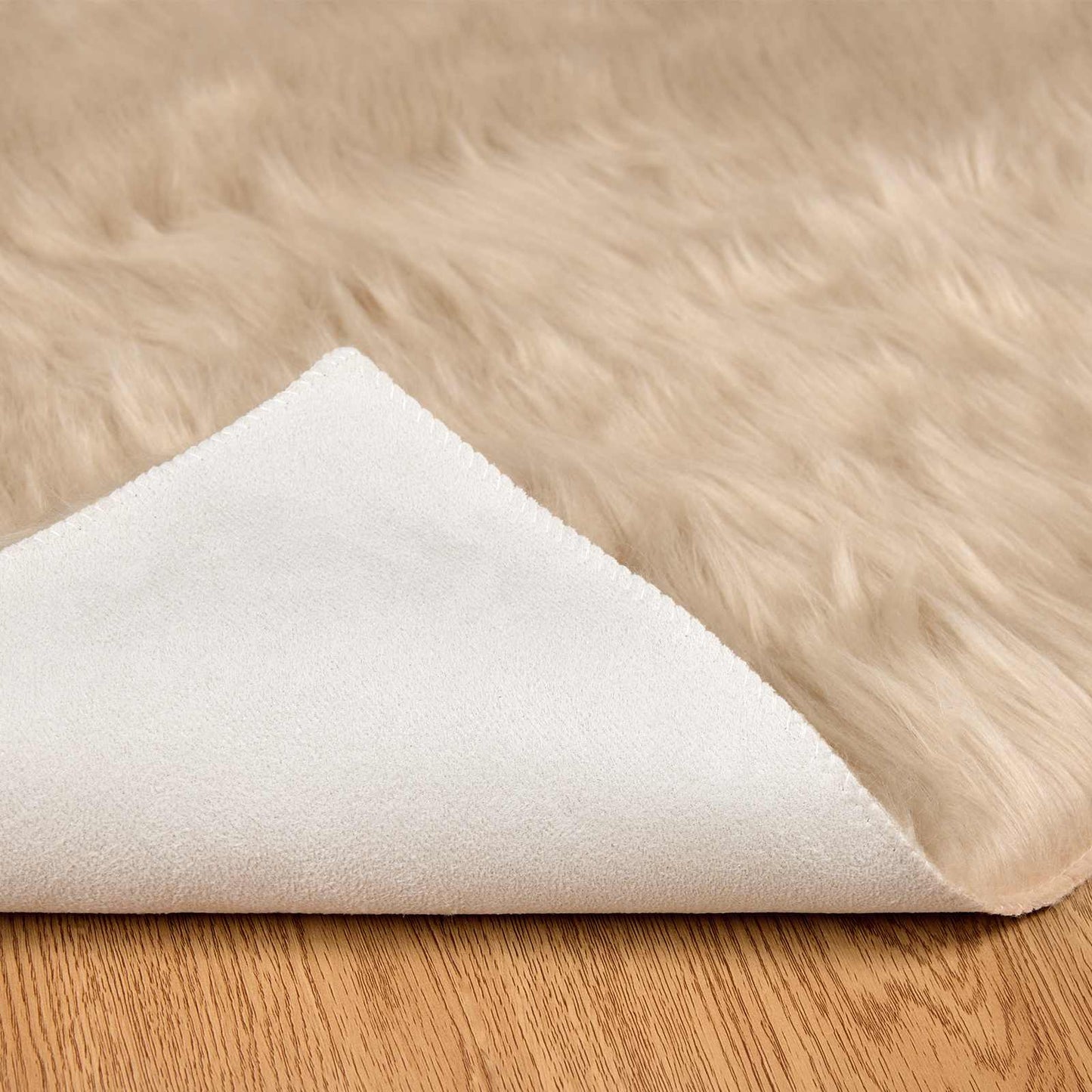 Faux Sheepskin Rug TAFALLA Beige 200 x 200 cm Polyester