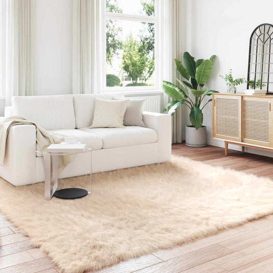 Faux Sheepskin Rug TAFALLA Beige 200 x 200 cm Polyester