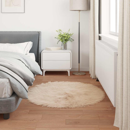 Faux Sheepskin Rug TAFALLA Beige Ø 80 cm Polyester