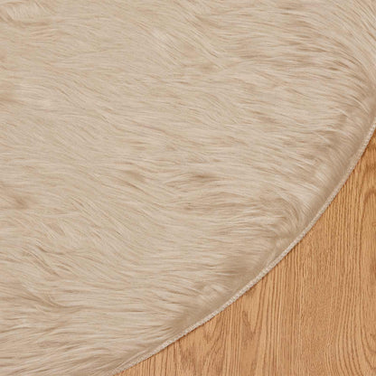 Faux Sheepskin Rug TAFALLA Beige Ø 100 cm Polyester