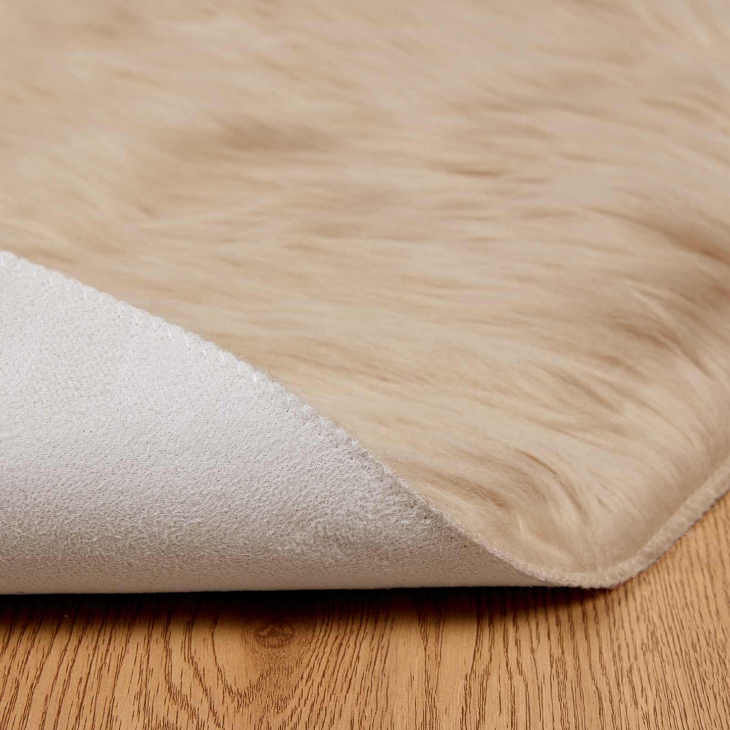 Faux Sheepskin Rug TAFALLA Beige Ø 120 cm Polyester