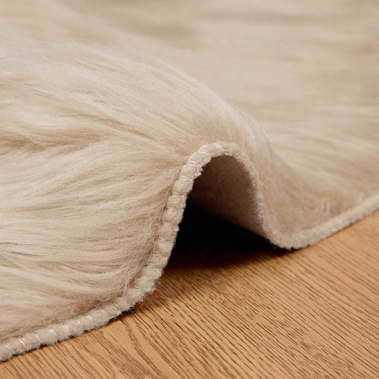 Faux Sheepskin Rug TAFALLA Beige Ø 120 cm Polyester