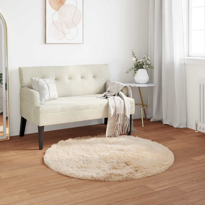 Faux Sheepskin Rug TAFALLA Beige Ø 120 cm Polyester