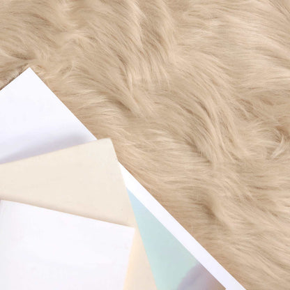 Faux Sheepskin Rug TAFALLA Beige Ø 120 cm Polyester
