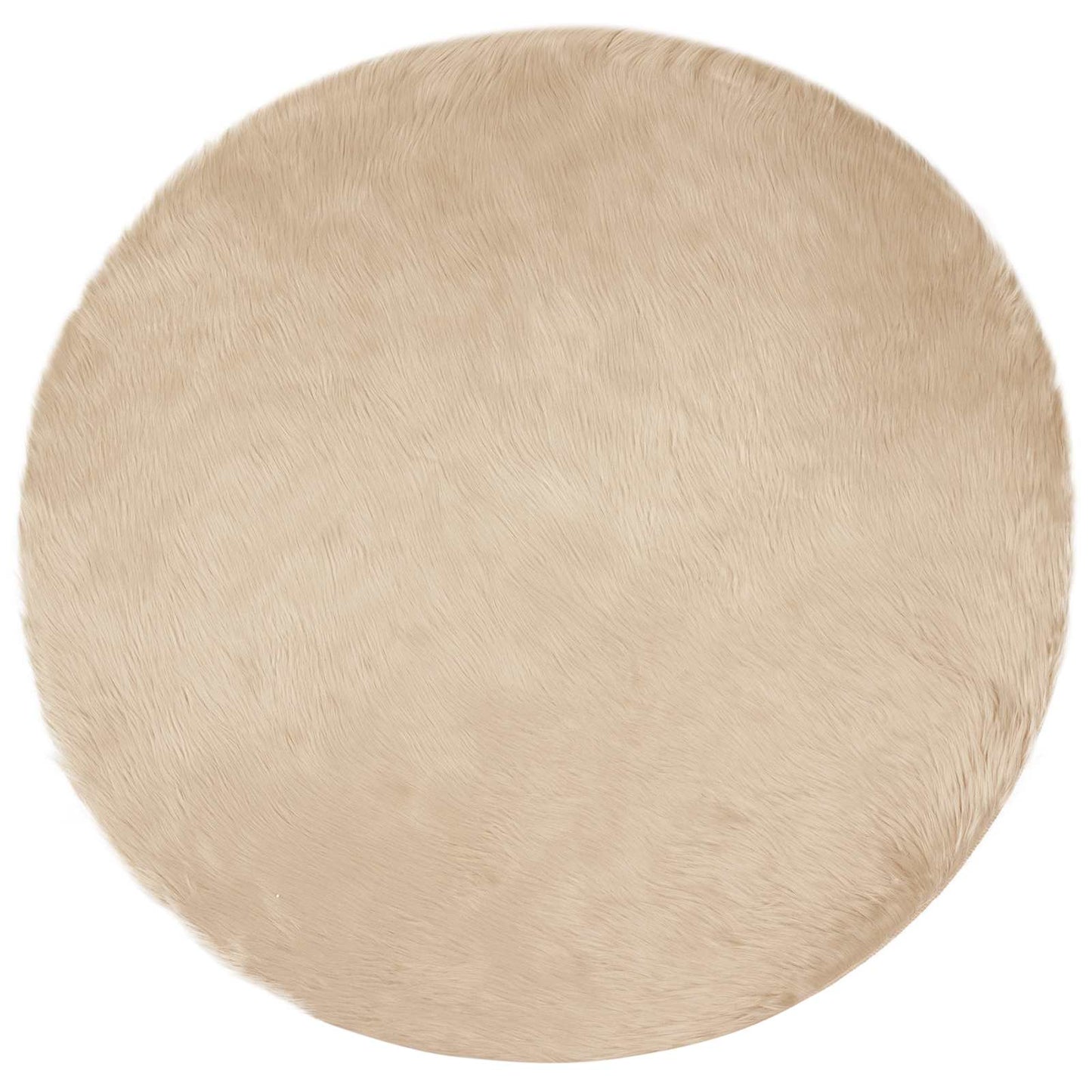 Faux Sheepskin Rug TAFALLA Beige Ø 120 cm Polyester