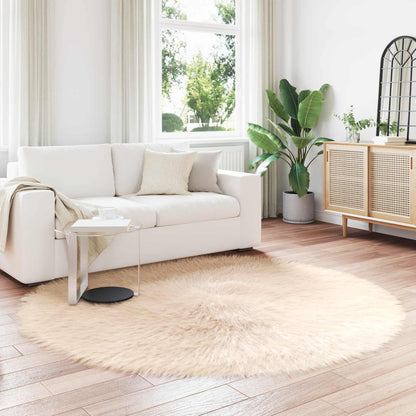 Faux Sheepskin Rug TAFALLA Beige Ø 200 cm Polyester