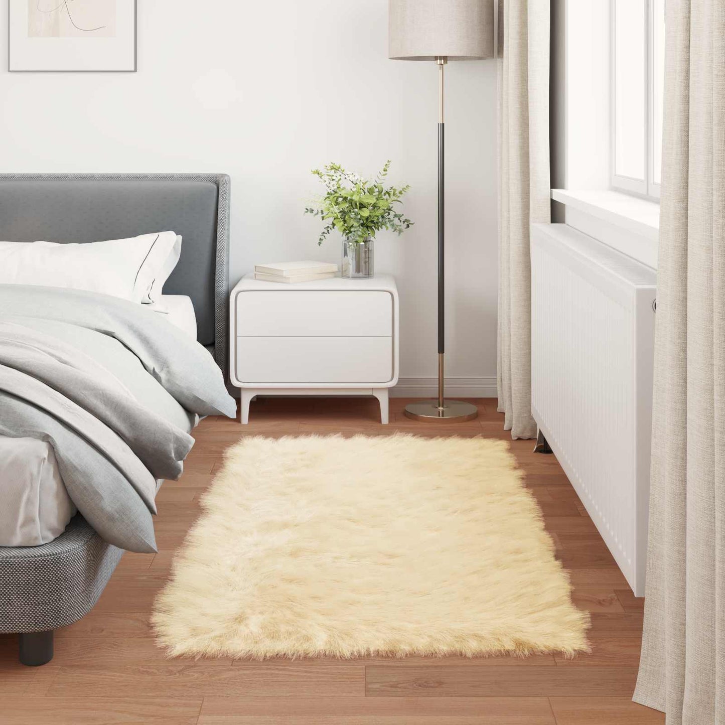 Faux Sheepskin Rug TAFALLA Cream 80 x 150 cm Polyester