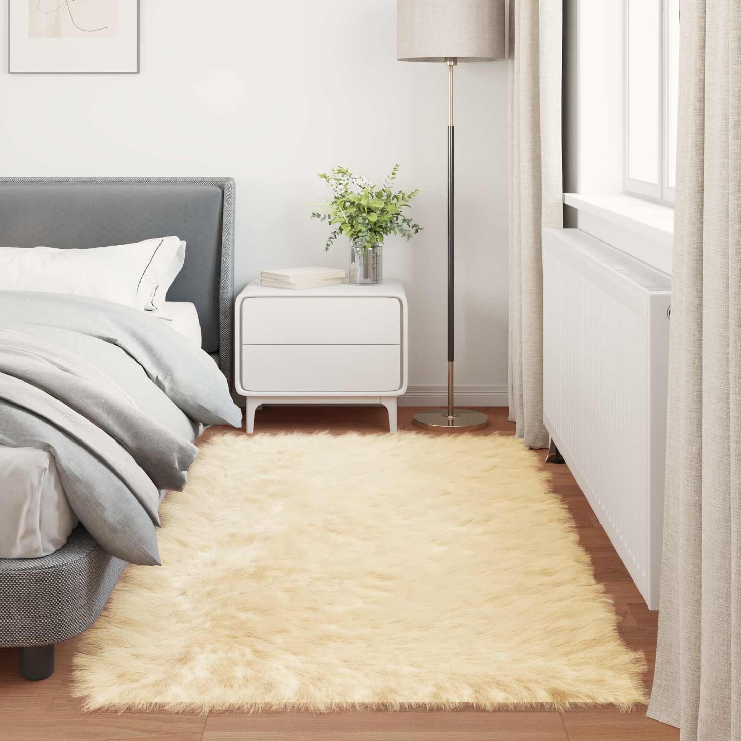 Faux Sheepskin Rug TAFALLA Cream 100 x 200 cm Polyester