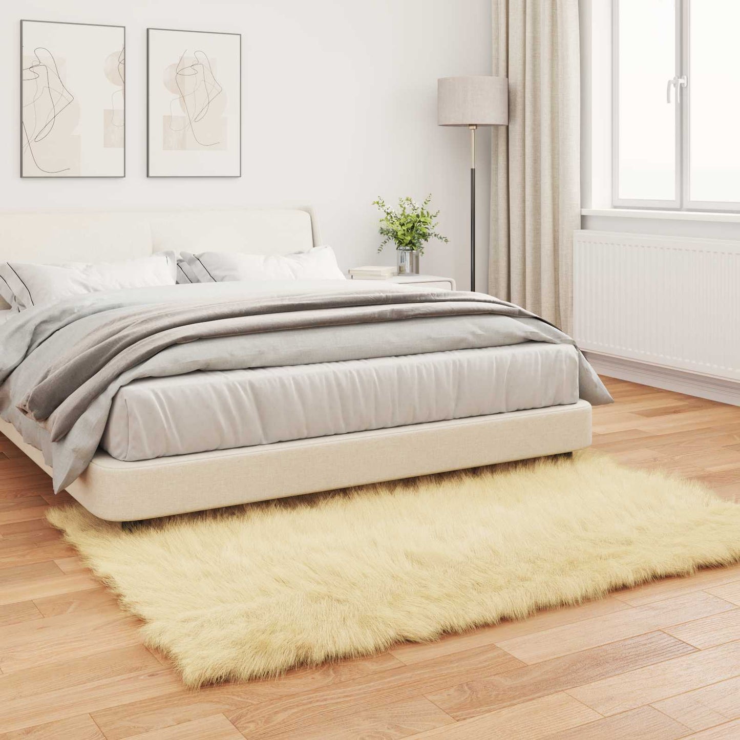 Faux Sheepskin Rug TAFALLA Cream 120 x 170 cm Polyester