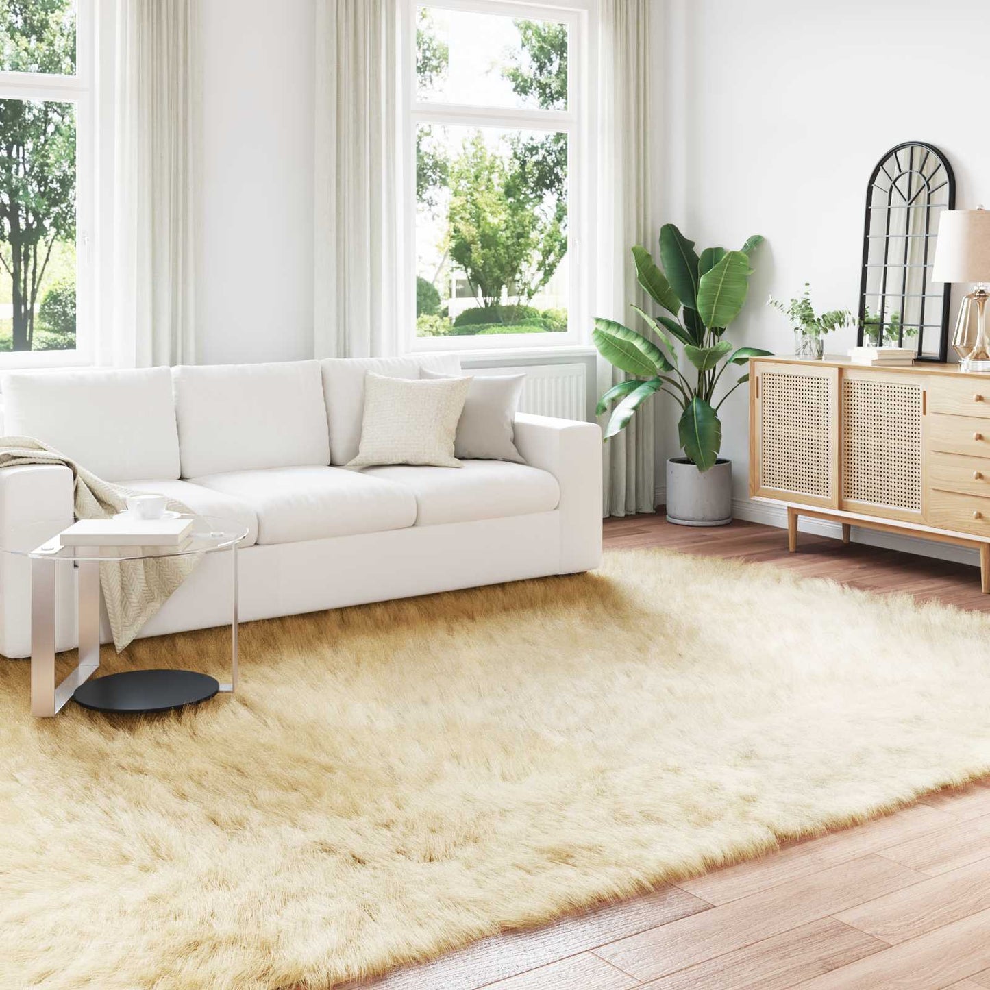 Faux Sheepskin Rug TAFALLA Cream 200 x 280 cm Polyester