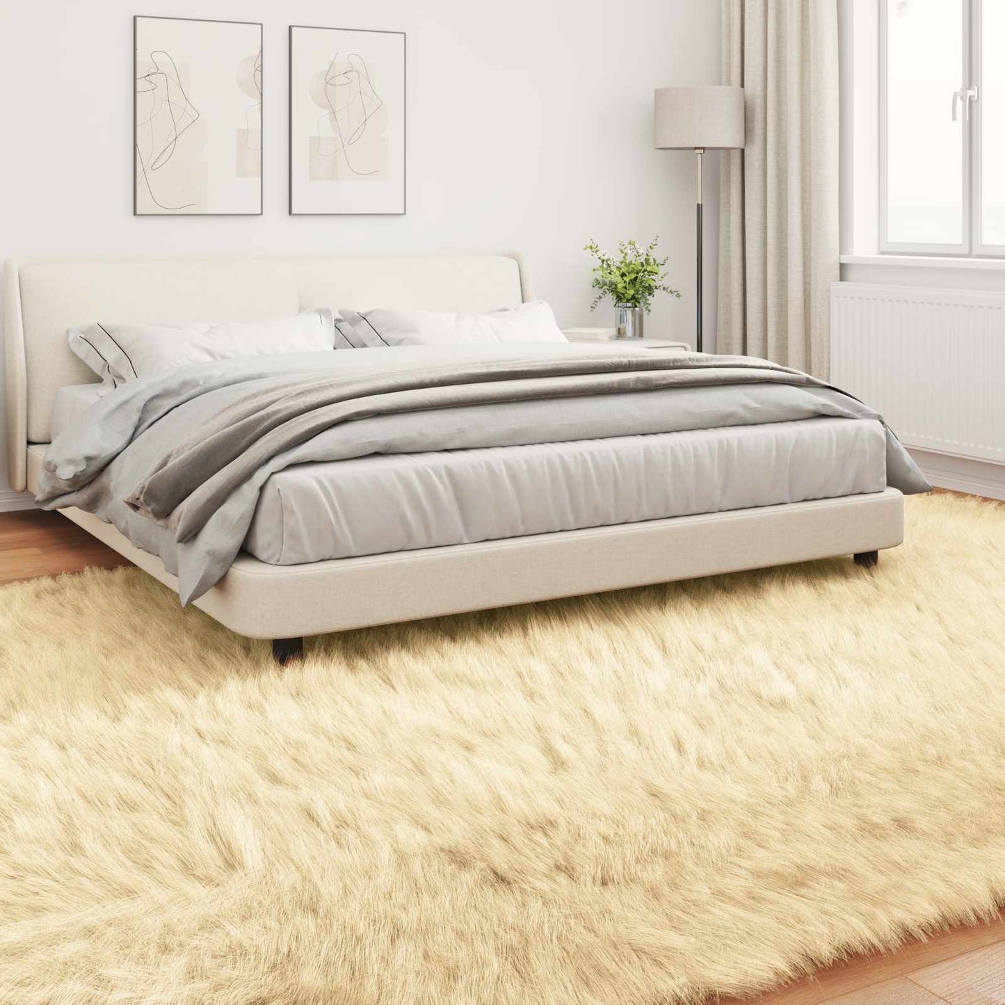 Faux Sheepskin Rug TAFALLA Cream 200 x 280 cm Polyester