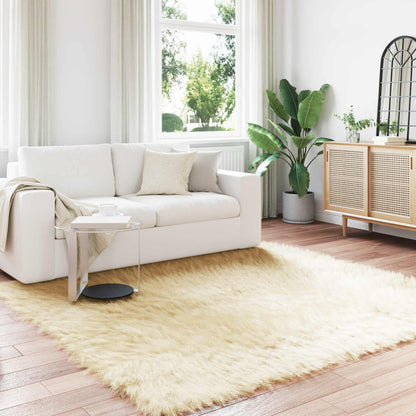 Faux Sheepskin Rug TAFALLA Cream 200 x 200 cm Polyester