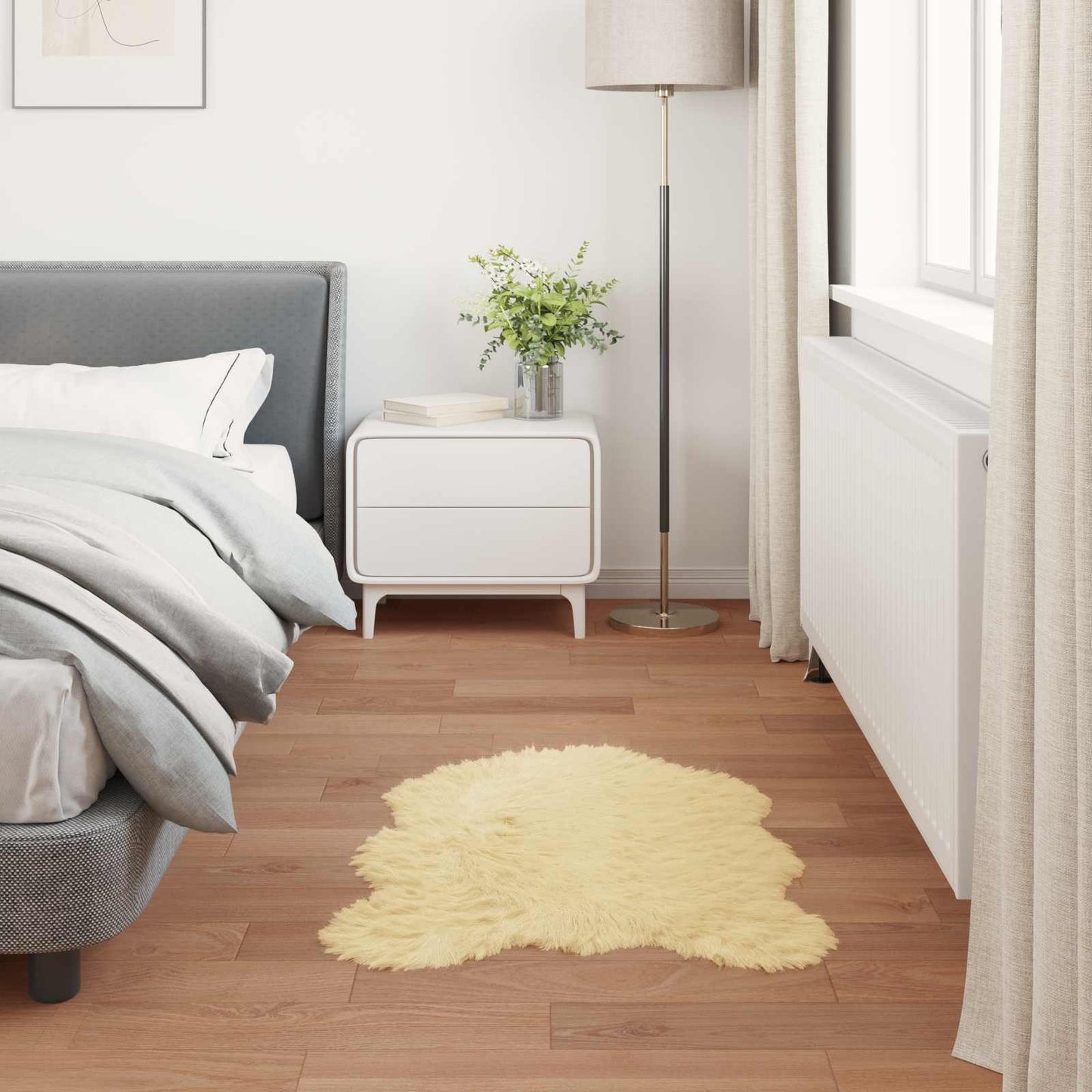Faux Sheepskin Rug TAFALLA Cream 50 x 80 cm Polyester