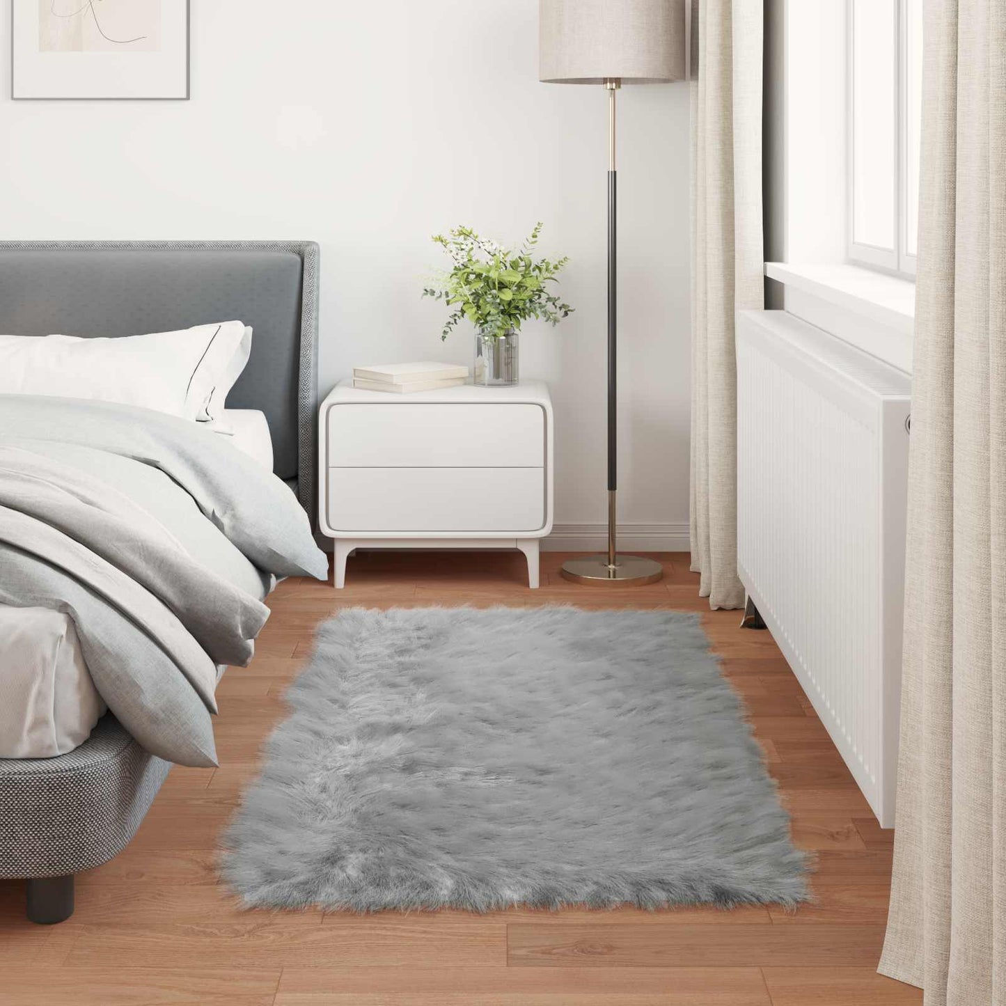 Faux Sheepskin Rug TAFALLA Grey 60 x 110 cm Polyester