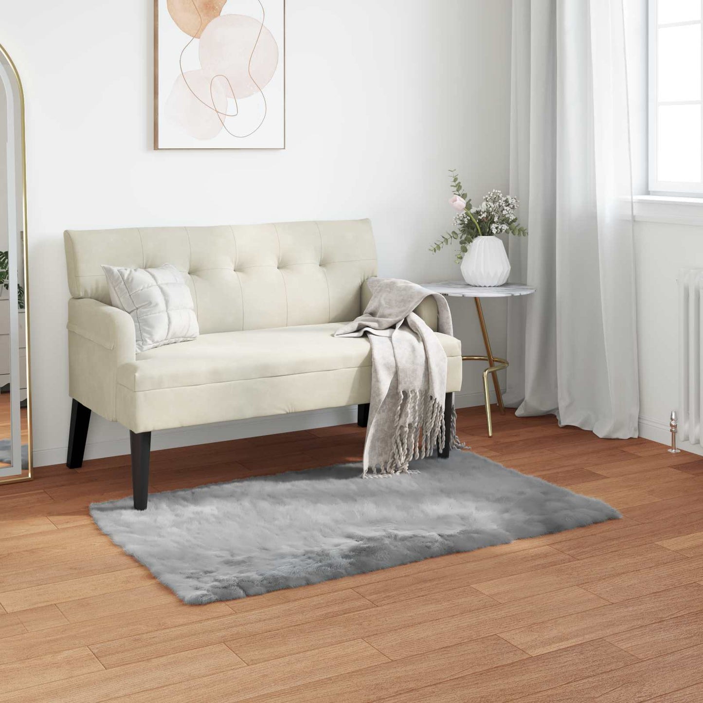 Faux Sheepskin Rug TAFALLA Grey 80 x 150 cm Polyester