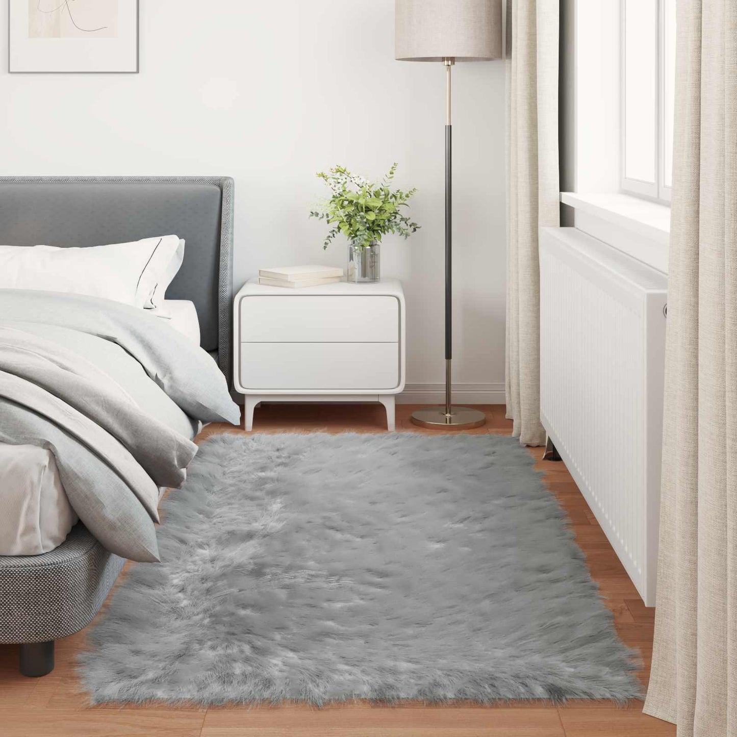 Faux Sheepskin Rug TAFALLA Grey 100 x 200 cm Polyester