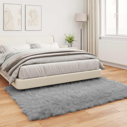 Faux Sheepskin Rug TAFALLA Grey 140 x 200 cm Polyester