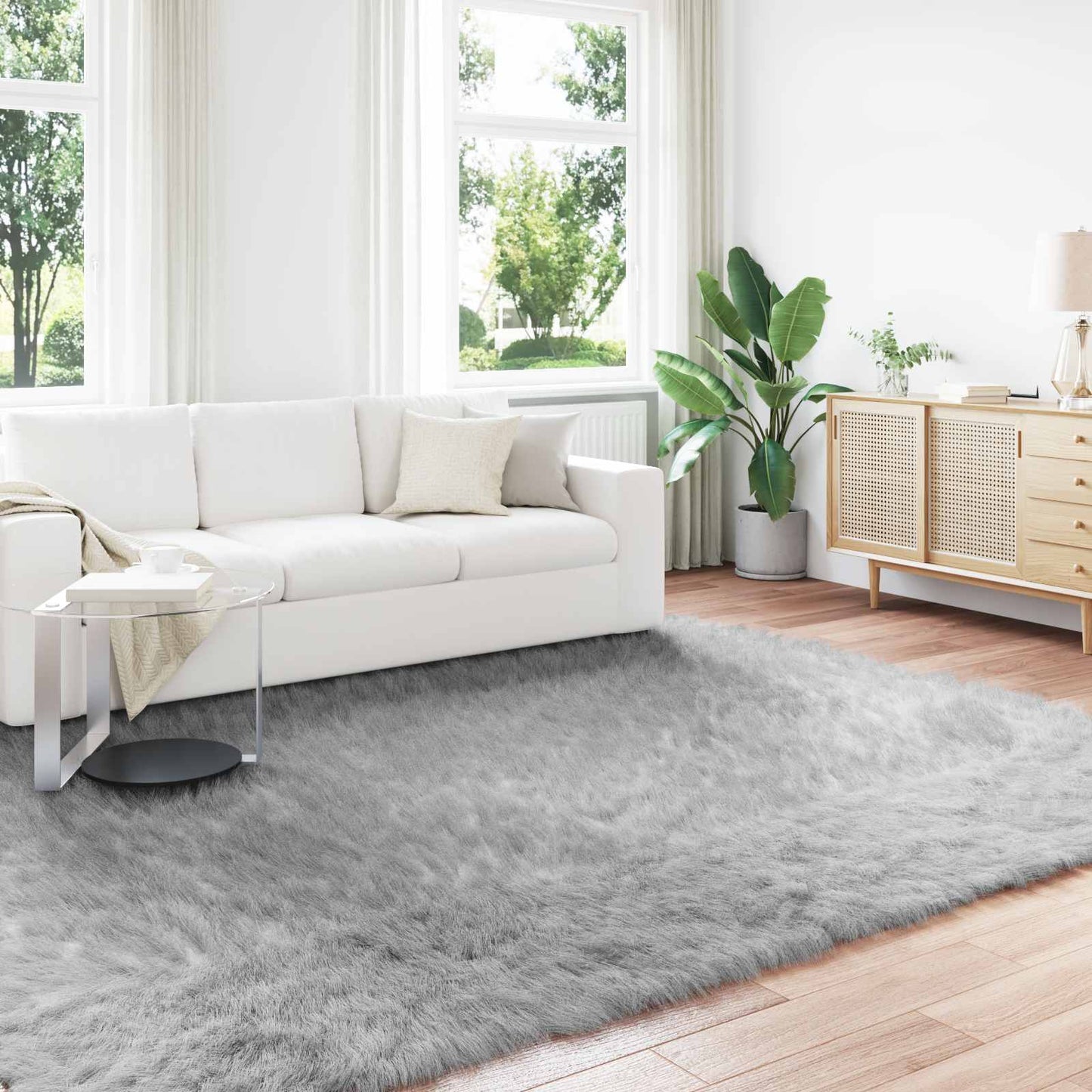 Faux Sheepskin Rug TAFALLA Grey 200 x 280 cm Polyester