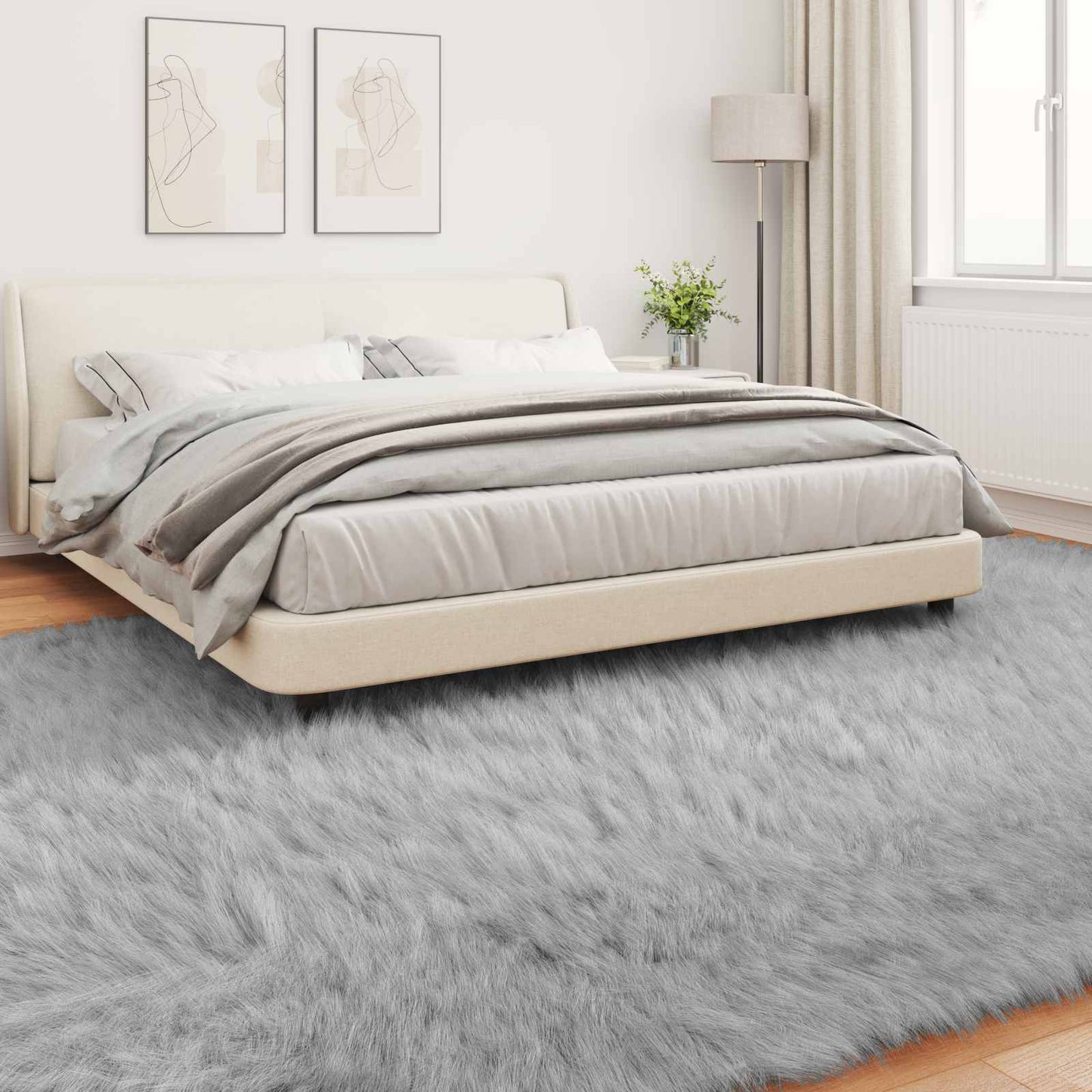 Faux Sheepskin Rug TAFALLA Grey 240 x 340 cm Polyester