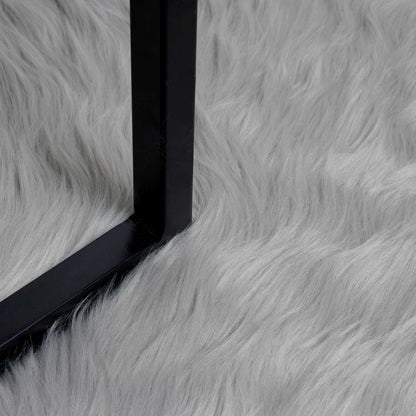 Faux Sheepskin Rug TAFALLA Grey 120 x 120 cm Polyester