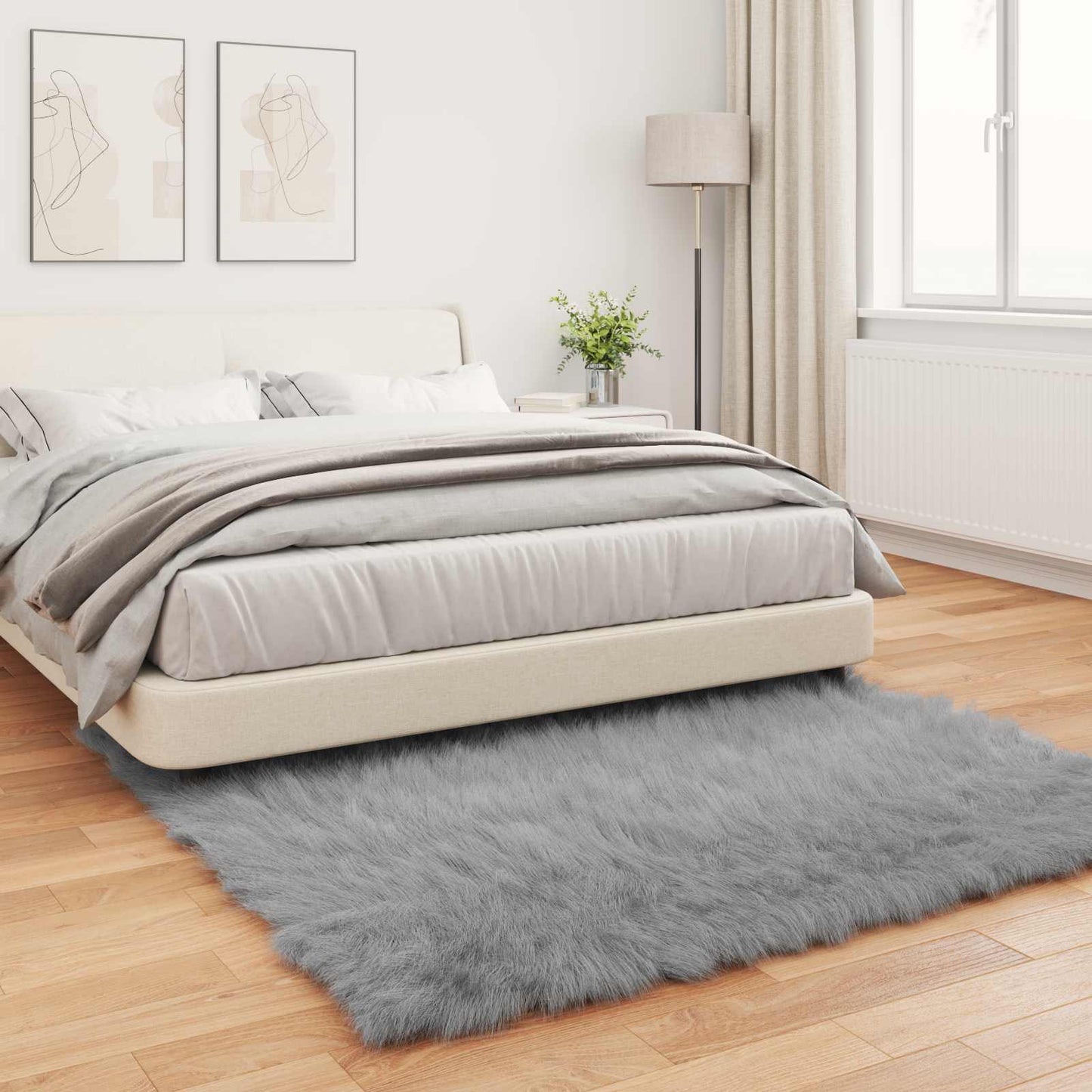 Faux Sheepskin Rug TAFALLA Grey 160 x 160 cm Polyester