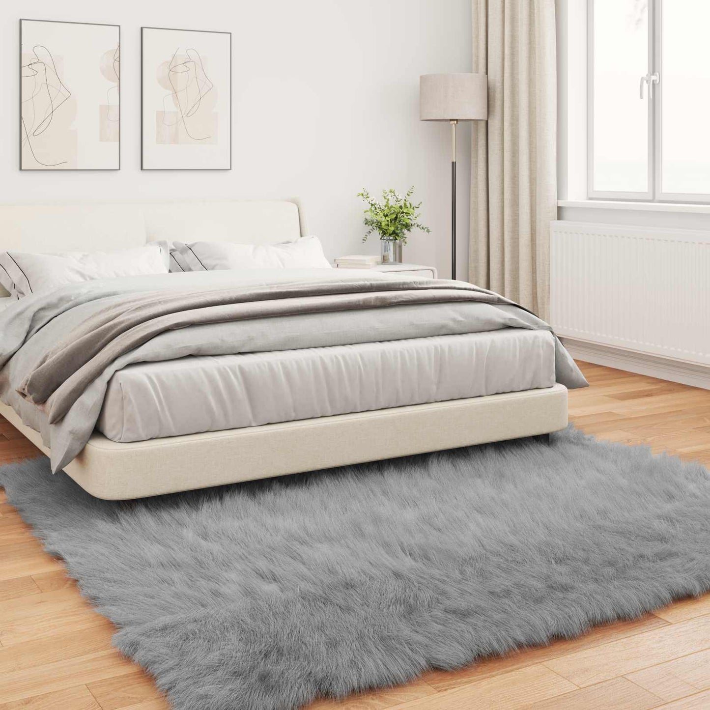 Faux Sheepskin Rug TAFALLA Grey 240 x 240 cm Polyester