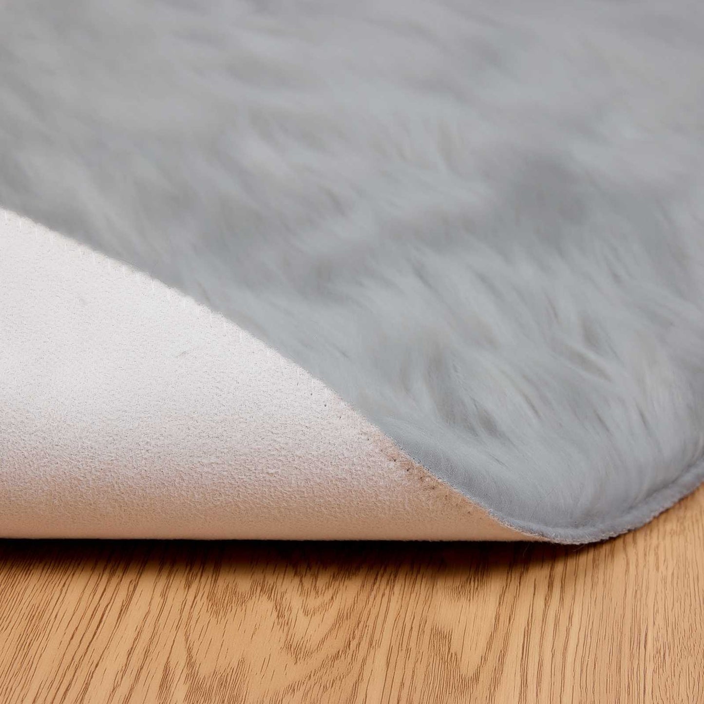 Faux Sheepskin Rug TAFALLA Grey Ø 100 cm Polyester