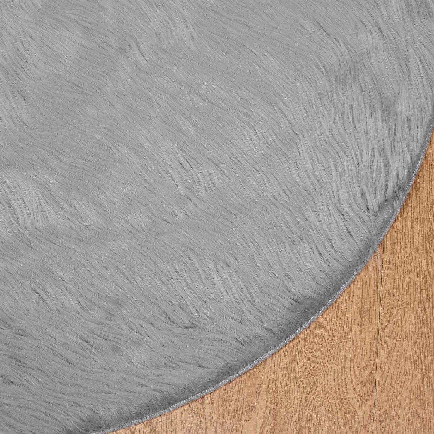 Faux Sheepskin Rug TAFALLA Grey Ø 100 cm Polyester