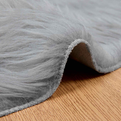 Faux Sheepskin Rug TAFALLA Grey Ø 100 cm Polyester
